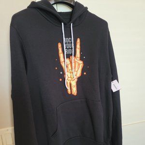 CycleBar Men's Rock Your Ride *rare* flaming skeleton hand hoodie